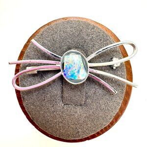 Vintage Silver Tone Opal Triplet Bezel Set Brooch Size 1.75" Length